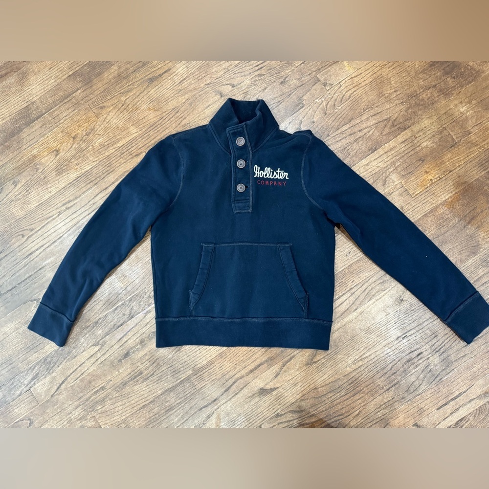 Hollister Dark Blue Sweatshirt with Embroidered Logo